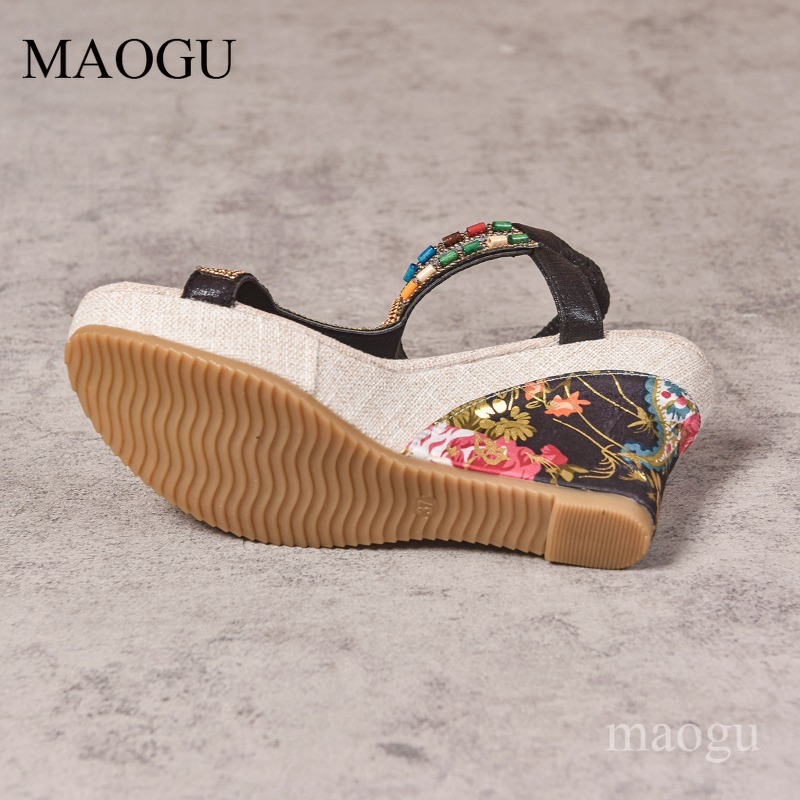 Boho Beaded Floral Wedge Sanda - Ethnic And Fashion ulasan dan harga